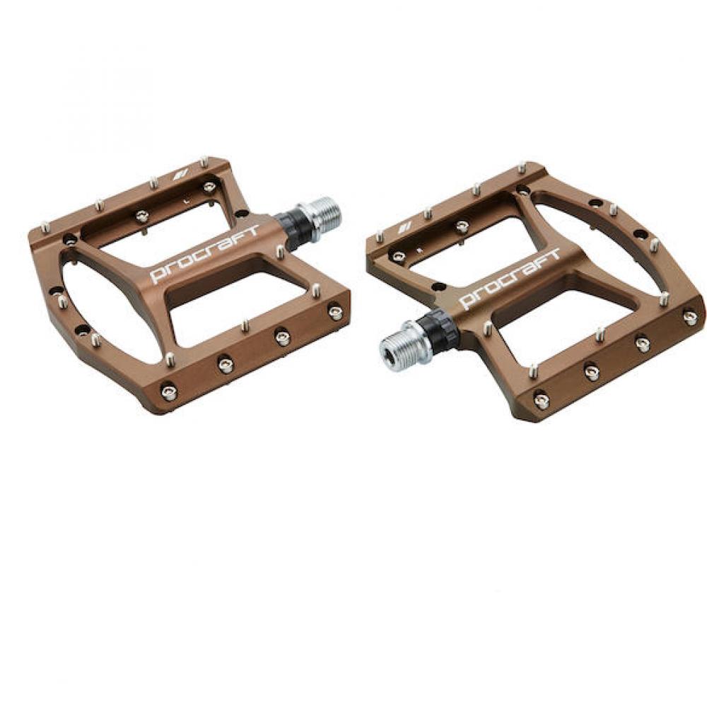 Procraft Pedale Flat Grip Advanced CNC 110 x 108 mm Braun - maximaler Grip & Kontrolle