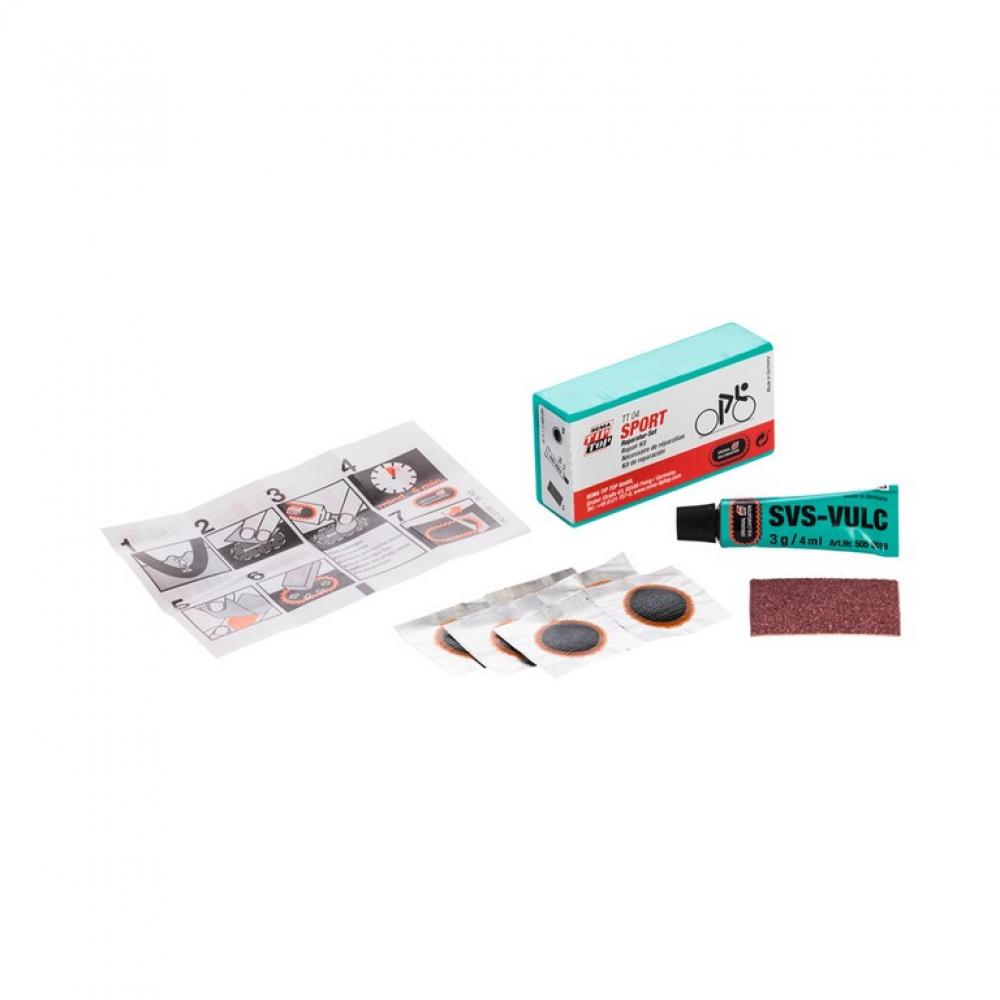 Rema Tip Top Reparaturkästchen TT04 Rennrad mit Flickzeug, Vulkanisierflüssigkeit, Flicken und Anleitung.