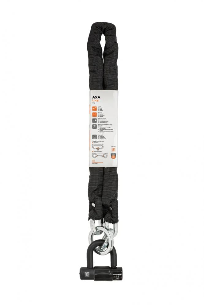 AXA Kettenschloss Loop 110 cm gehärtete Stahlglieder Ø 9,5 mm - Sicherheitsstufe 15 (ART 2-Sterne), inklusive Zylinderabdeckhaube