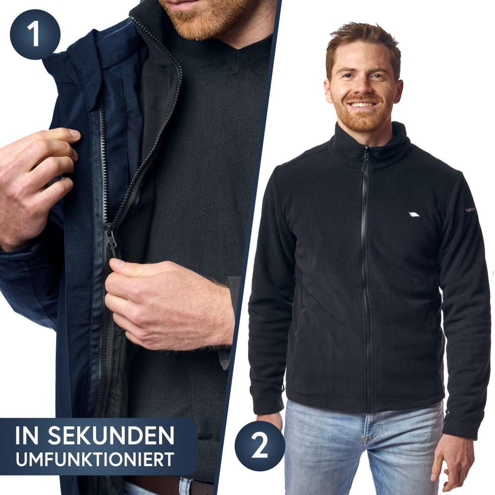 Valkental Jacke 3in1 Smart Jacket wasserdichte Jacke mit Fleece Zipp-In Herren S dunkelblau