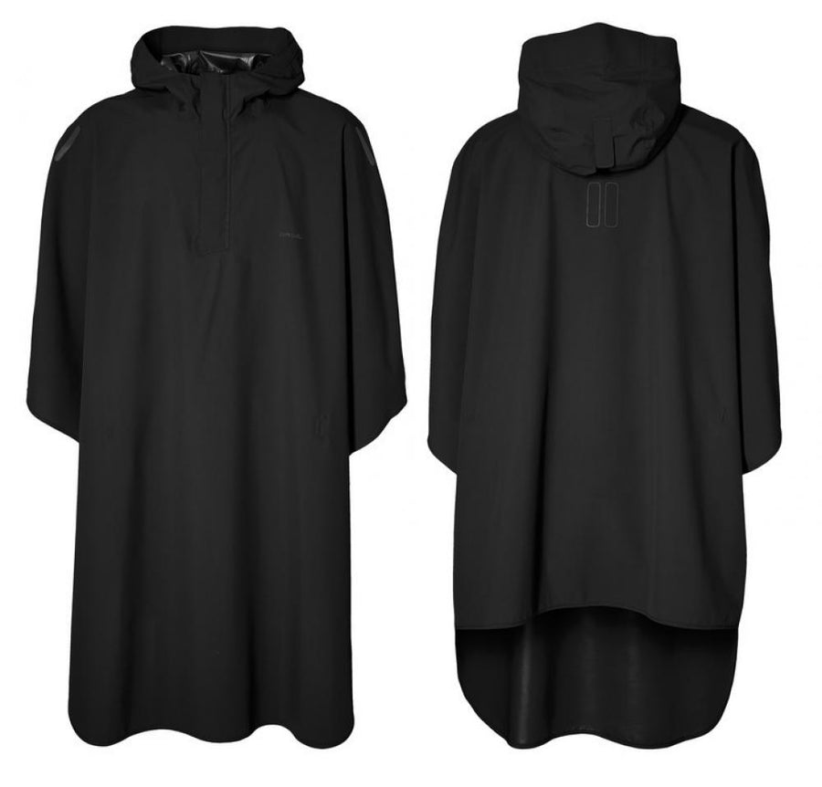 Basil Hoga Fahrrad Regenponcho unisex schwarz, Vorder- und Rückansicht.