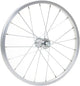 CONTEC Vorderrad "Alu Sport + Quando KT-A16F"nFelge: SCHÜRMANN Alu-Kasten "Alu Sport", 18", 19-355, Höhe: 14 mm, 20 Loch, AV/DV Ventil, mit silberner Bremsflanke, keine Ösen, silber (0.349.046/3)nNabe: QUANDO Vorderradnabe "KT-A16F", 20 Loch, Vollachse, 1