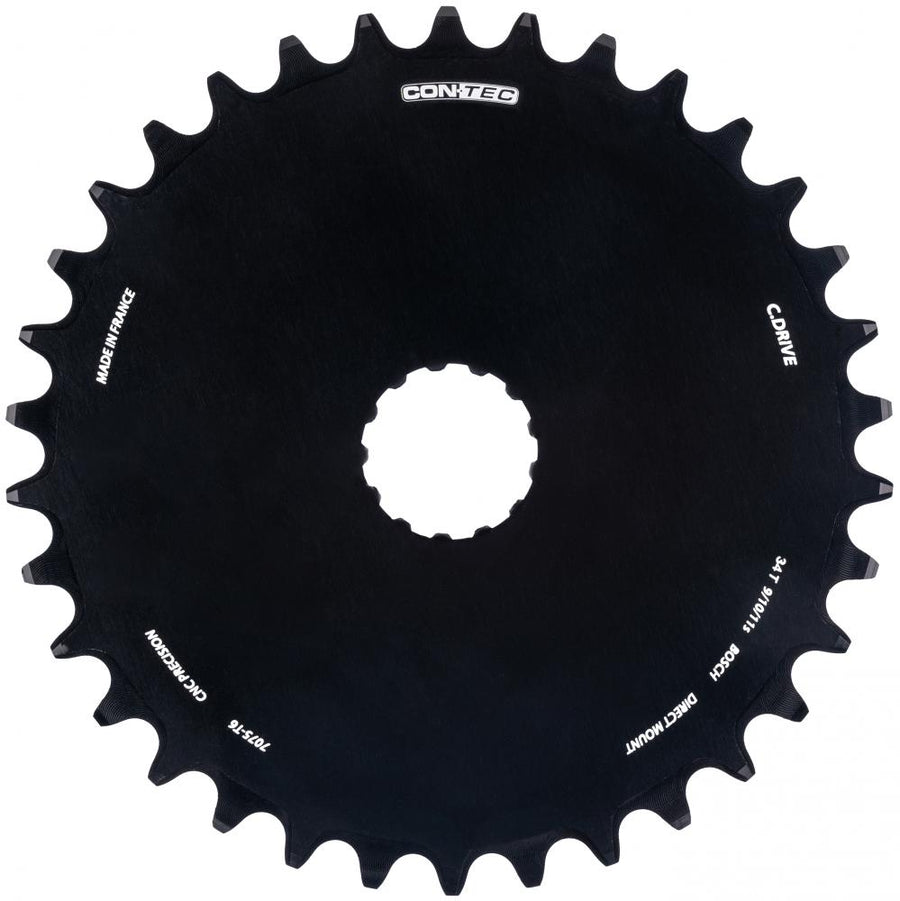 CONTEC Kettenblatt "C.Drive DM"nDirect Mount, 9-/10-/11-fach, 3/32", Narrow-Wide (NW) Zahnprofil, Aluminium 7075, schwarznSB-verpackt, 47,5mm Kettenlinie (Standard), Chainglider kompatibel, passend für Bosch Antrieb Gen. 3, 34 Zähne