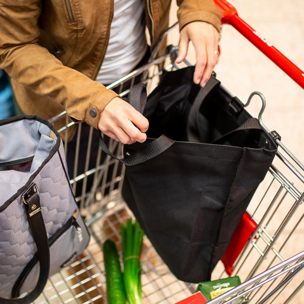 Haberland Faltbare Fahrrad-EK-Tasche schwarz - praktische Einkaufstasche für den Gepäckträger