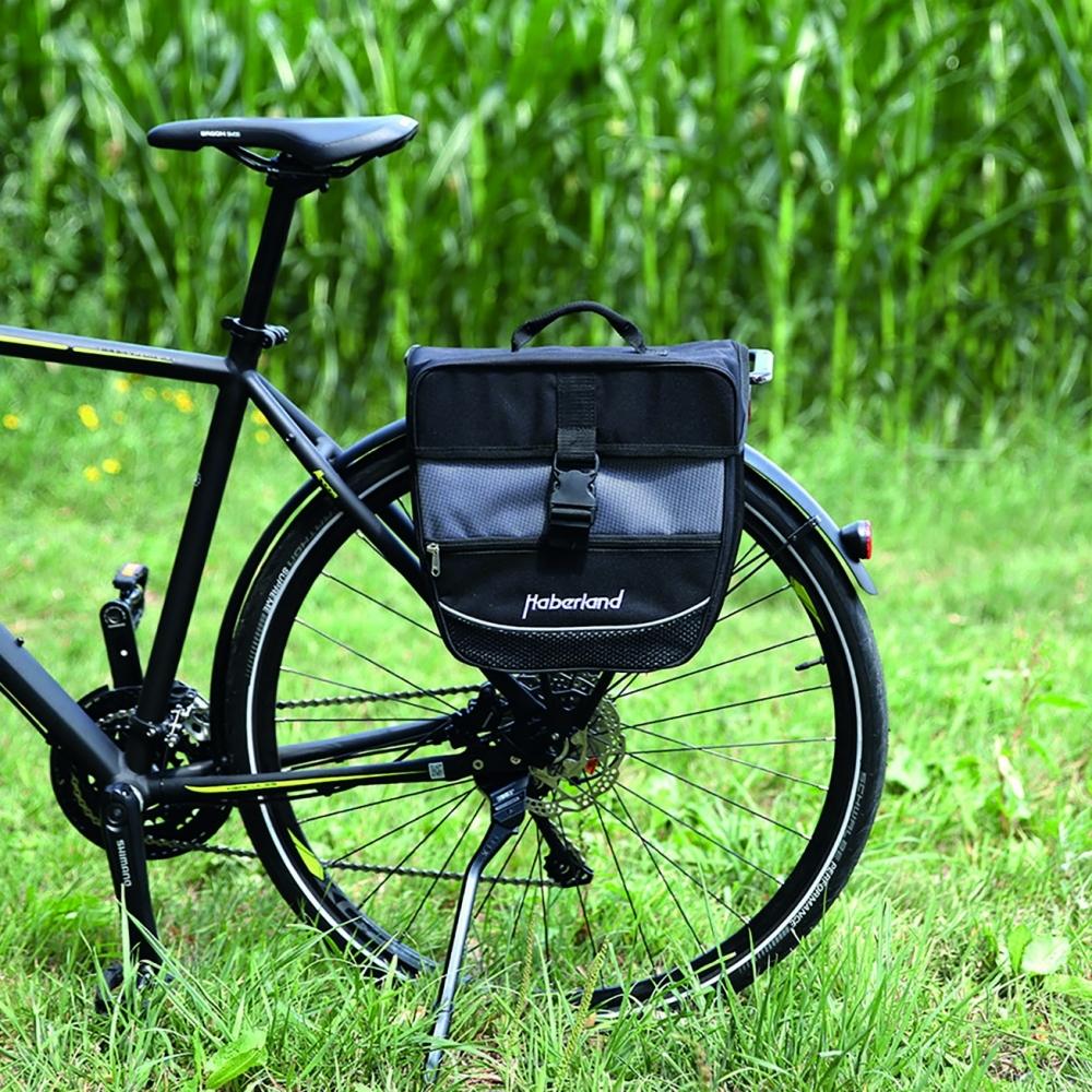 Haberland Einsteiger-Serie schwarz / silber - robuste Gepäckträgertasche für Alltag und Tour