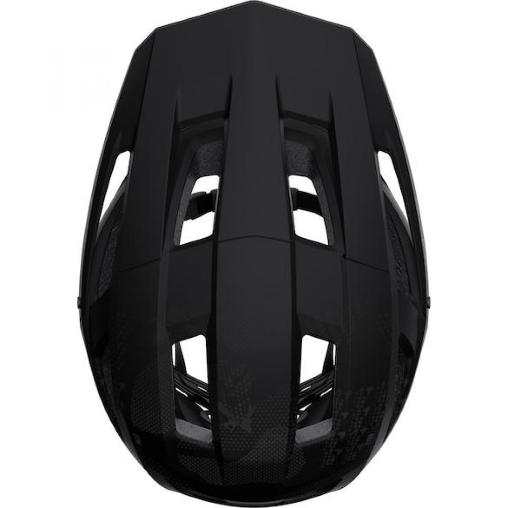 Matt schwarzer Limar Etna + Mips Enduro-Helm von oben mit Belüftungsschlitzen.