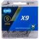 KMC X9 Kette grau, 9-fach, 114 Glieder, 1/2" x 11/128", 6,6 mm, mit MissingLink, für Shimano/SRAM/Campagnolo, langlebig, präzise Schaltperformance
