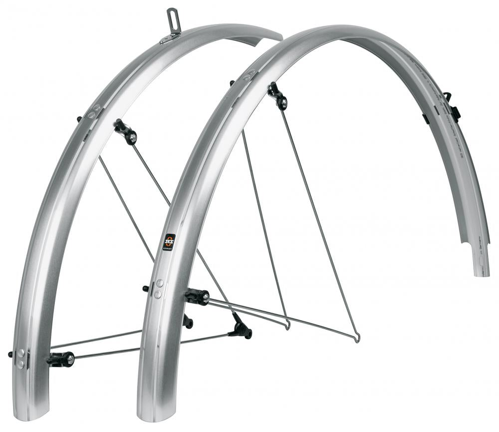 SKS Bluemels Basic 28 Schutzblechset, zwei silberne 28 Zoll Fahrradschutzbleche.