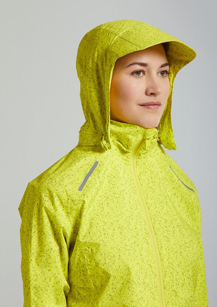 Basil Skane HiVis Damen Regenjacke neongelb S - 360° reflektierend - wasserdicht & atmungsaktiv (10.000 WP/MVP) Bionic Finish® Eco taillierter Schnitt & helmtaugliche Kapuze
