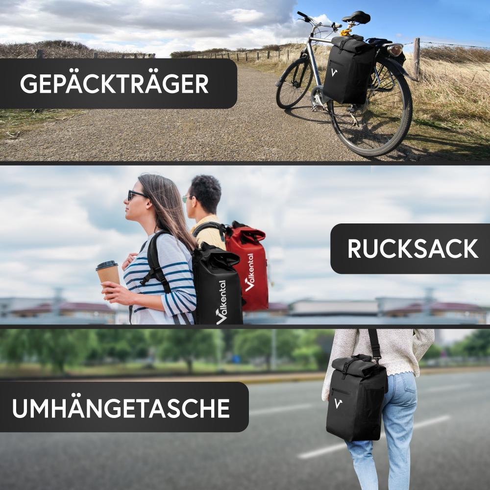 Valkental Rucksack ValkOne 3in1 Fahrradtasche schwarz