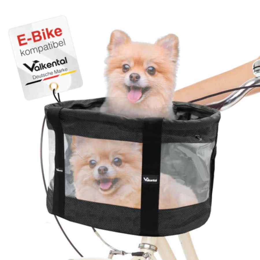 Valkental Fahrradkorb für Hunde klein mit Fenster grau