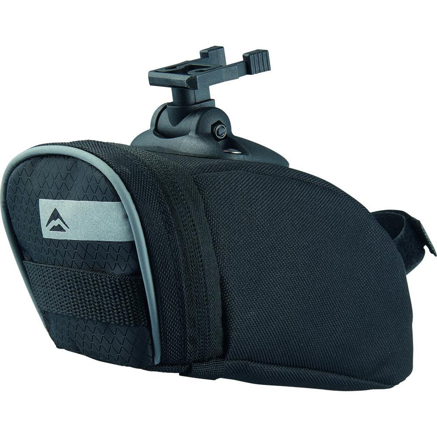 Merida Satteltasche V-Mount STRIPE M Schwarz/Grau - Robuste Fahrrad-Tasche mit LED-Halterung