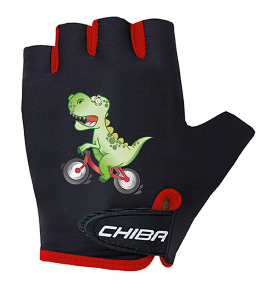 CHIBA Cool Kids - Kinder Fahrradhandschuhe, Größe M, Farbe Dinosaurie, Griptec-Innenhand