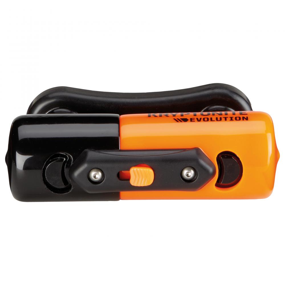 Kryptonite Evolution Compact Bremsscheibenschloss 13mm, orange-schwarz, mit 3 Schlüsseln und Reminder-Kabel.