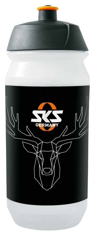 SKS Trinkflasche Small 500 ml Kunststoff transparent - mit stylischem Hirsch-Motiv, ergonomisches Design, BPA-frei, ideal fürs Fahrrad