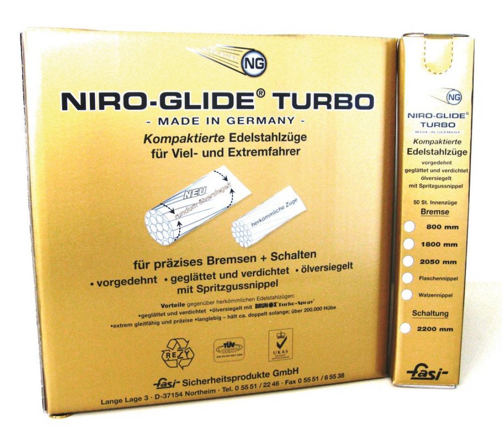 Fasi NIRO-GLIDE TURBO Fahrrad Brems-Innenzüge Edelstahl, 2050mm, Werkstattbox 50 Stk.