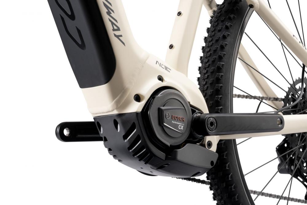CONWAY Elektro-MTB Hardtail "Cairon S 1.0" (#1), Diamant, 29", ivory matt / black matt, 9-Gang SHIMANO "Cues", 45 cm / MnnDas Elektro-MTB Hardtail besteht aus einem Aluminiumrahmen. Die Federgabel bietet einen Gabelfederweg von 120 mm. Der Antrieb erfolgt