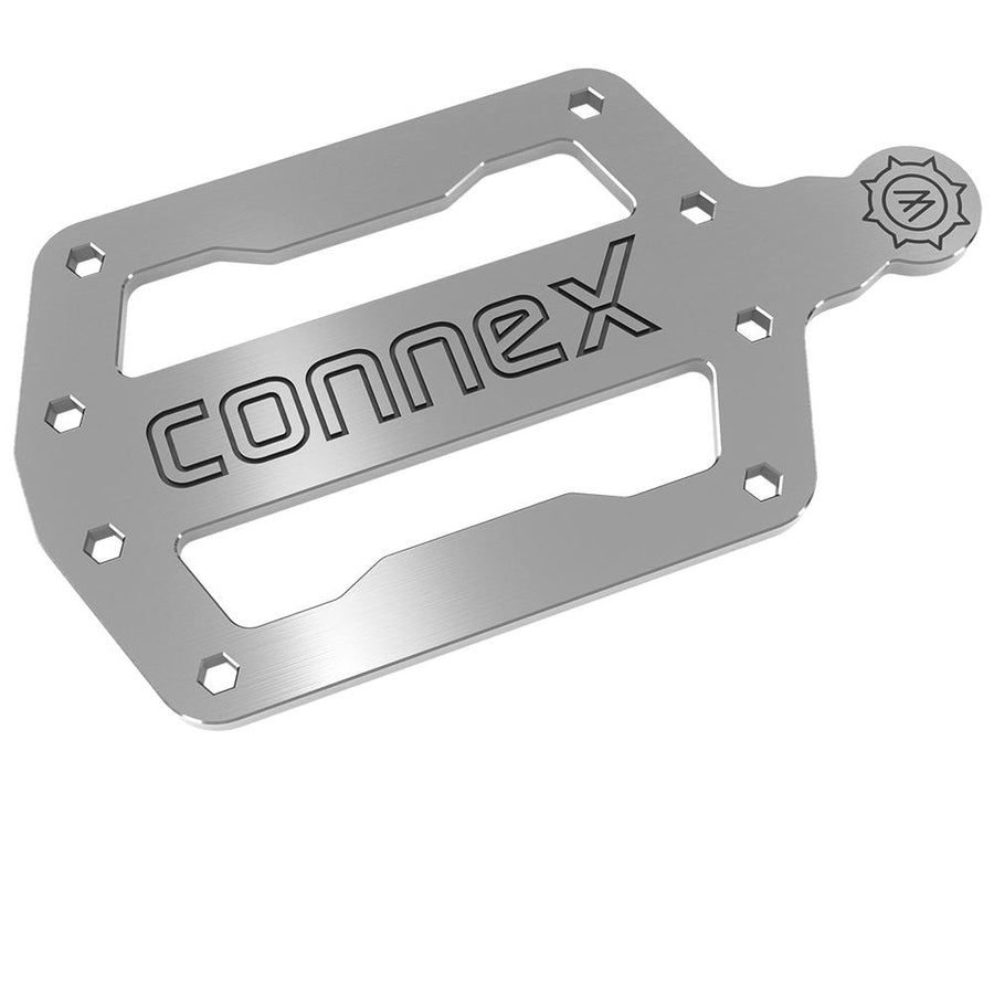 Connex Kettenblattverschleißlehre im Pedal-Design, silbernes Metallwerkzeug für schnellen Fahrrad-Verschleißcheck.