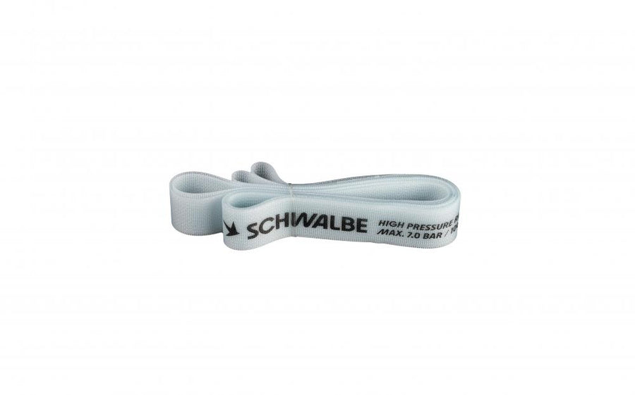 Schwalbe TPU Super HP Hochdruck-Felgenband in Weiß, leicht und langlebig, mit 7.0 Bar Aufdruck.