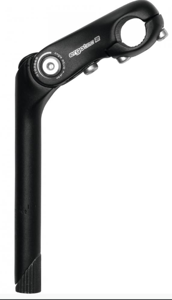 Ergotec Kobra Vario verstellbarer Aluminium-Schaftvorbau, 25,4 mm Lenkerklemmung, 110 mm Ausladung, 180 mm Schaftlänge, -10° bis +50° Winkel, schwarz, Safety Level 2