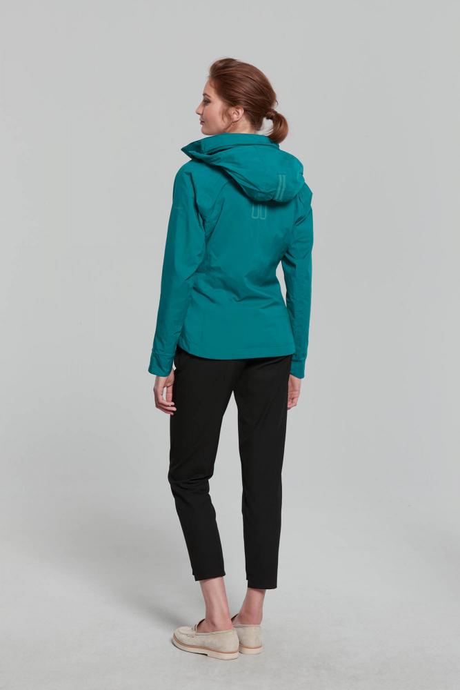 Basil Skane Damen Regenjacke teal green L - wind- & wasserdicht (10.000 WP/MVP), atmungsaktiv, taillierter Schnitt, DWR-Beschichtung, reflektierend & helmtaugliche Kapuze
