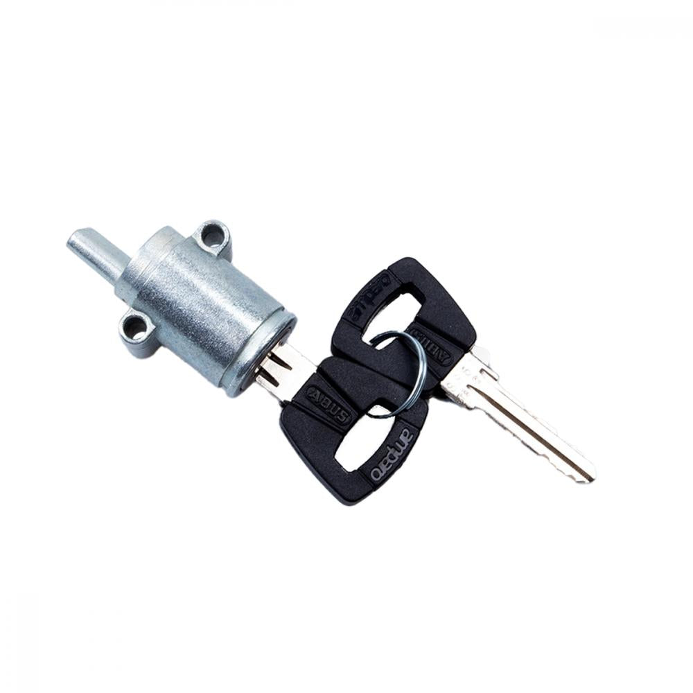 Abus Bosch PowerTube Schließzylinder mit zwei Schlüsseln für sicheres Akkuschloss-Upgrade.