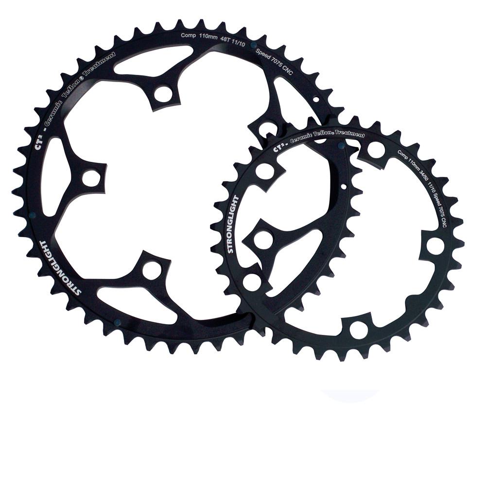 Stronglight CT2 Ceramic Teflon Kettenblatt Set, schwarz, 34Z und 48Z, 110mm LK, für Campa 10/11-fach.