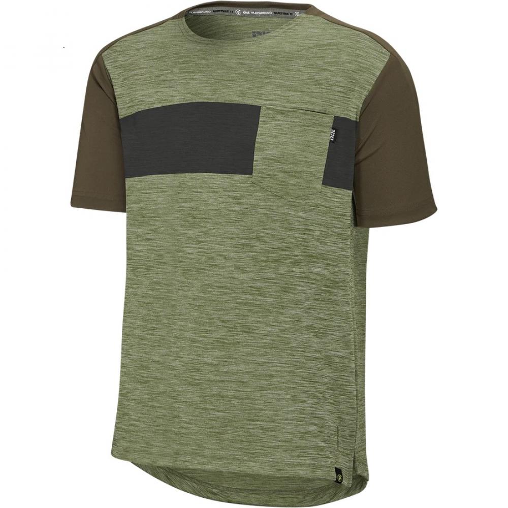 IXS Sports Division iXS Flow X Kids Short Sleeve Jersey KM Olive-Dark Olive - atmungsaktives Kinder-Bikejersey