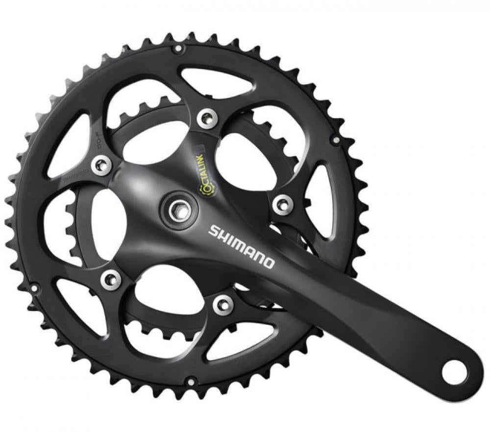 SHIMANO Kurbelgarnitur FC-R345 9-fach 170 mm 50-34 Zähne Schwarz - effizienter Antrieb für Rennrad und Fitnessbike