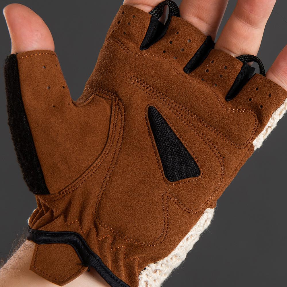 CHIBA Retro - Radhandschuhe kurzfinger, S, beige/braun