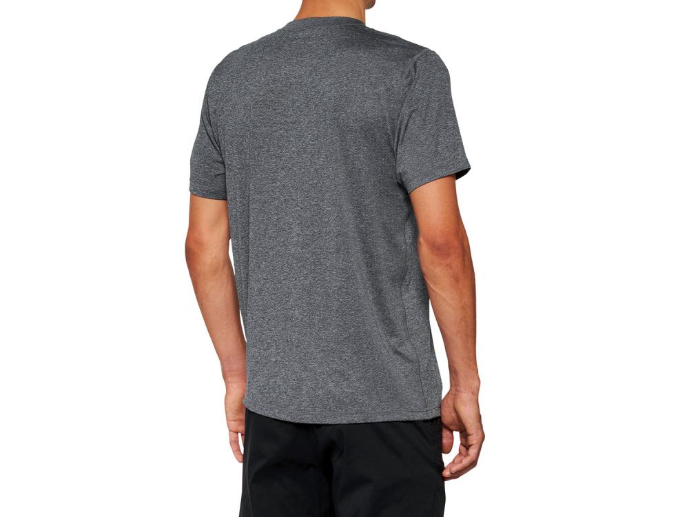 100% Mission Athletic T-Shirt S Heather Charcoal - sportliches Funktionsshirt mit Brusttasche