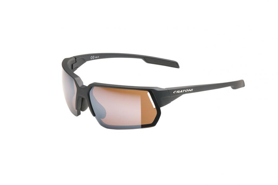 Cratoni Sonnenbrille C-Lite COLOR+Sport schwarz matt, Glas amber, silber verspie