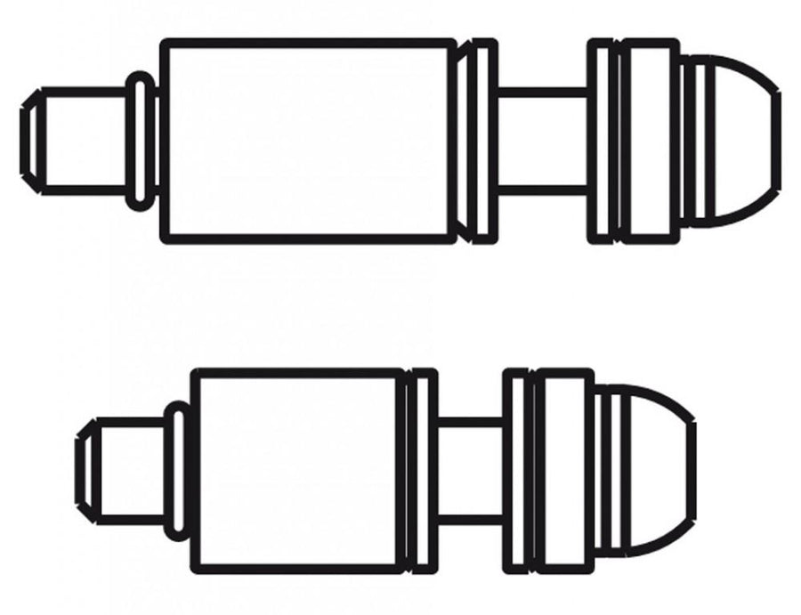 Zwei schwarze Umrisszeichnungen des Avid 20S Post Mount Spacers für 180/160mm Scheibenbremsen.