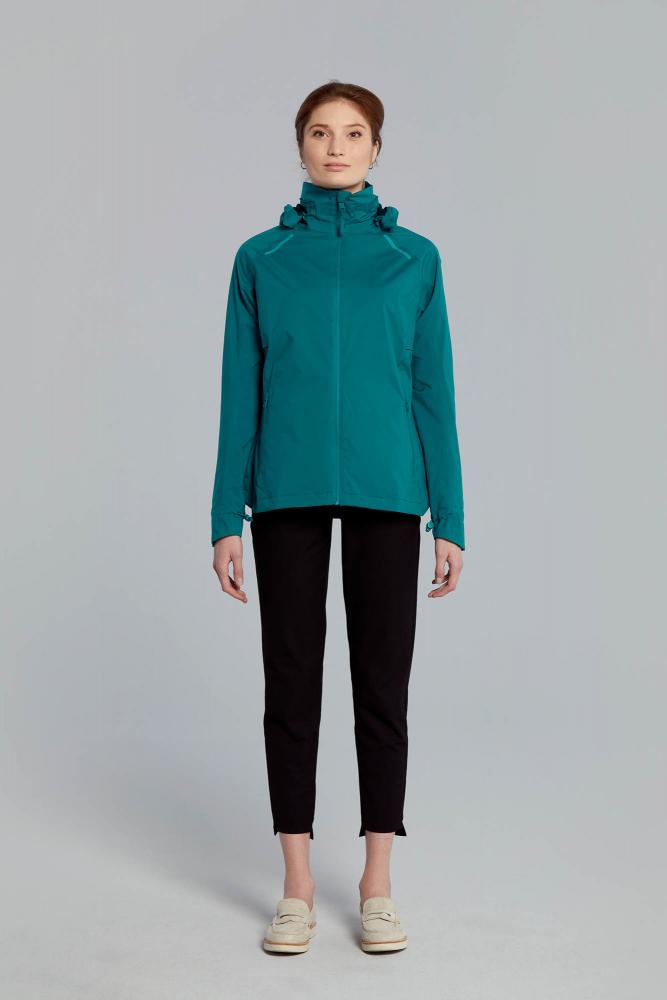 Basil Skane Damen Regenjacke teal green, taillierter Schnitt, wasserdicht, atmungsaktiv.