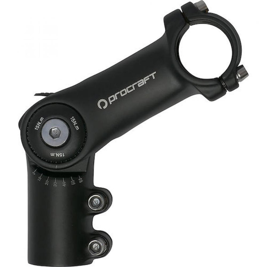 Procraft Vorbau Ahead AL Adjustable 0°-60° / 31,8 mm Schwarz - verstellbar mit Zahnscheibe