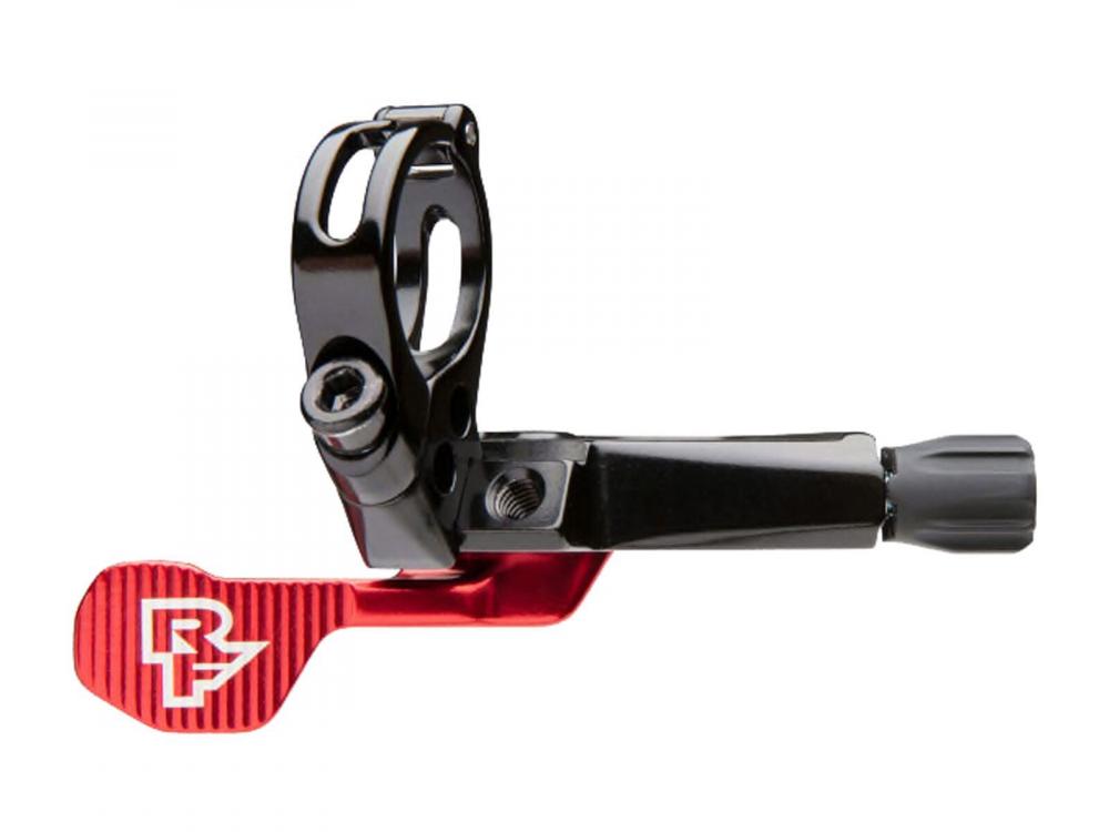 Race Face Turbine R Remote Hebel, rot, für präzise Dropper-Post-Bedienung.