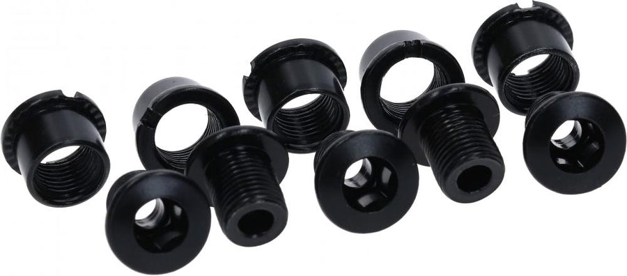 SHIMANO Alfine Kettenblattschrauben Set (5 Stück) in Schwarz für die Fahrradmontage.