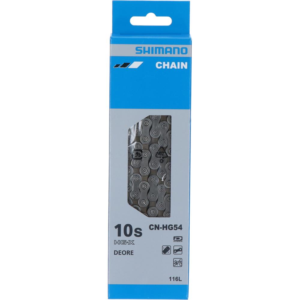 Shimano CN-HG54 10-fach MTB-Fahrradkette mit 116 Gliedern in blauer Originalverpackung.