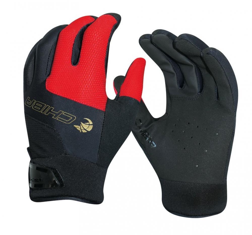 Chiba Handschuhe Viper lang schwarz rot Gr M/8