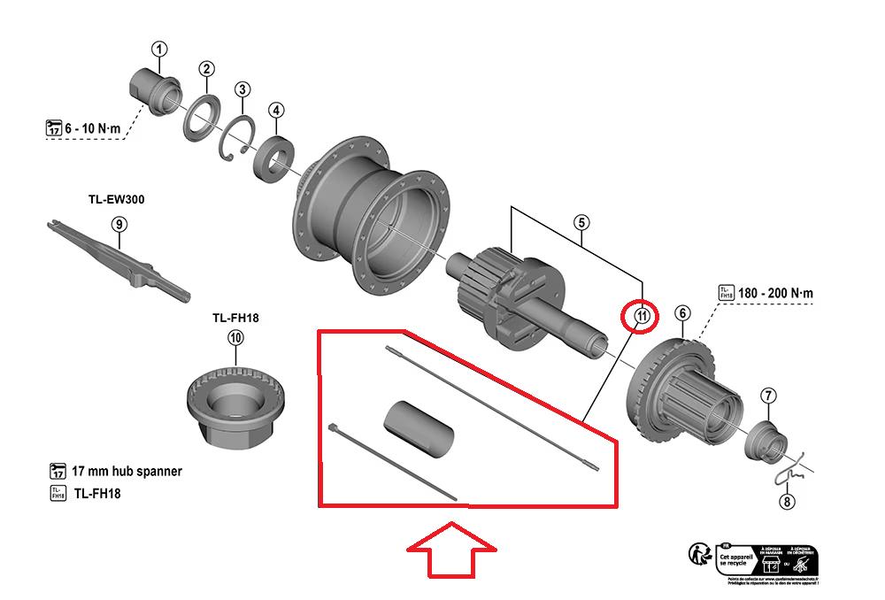 SHIMANO Flachkabel mit Schrumpfschlauch und Kabelbinder f.FH-U6060 - Zubehör für FH-U6060 Naben