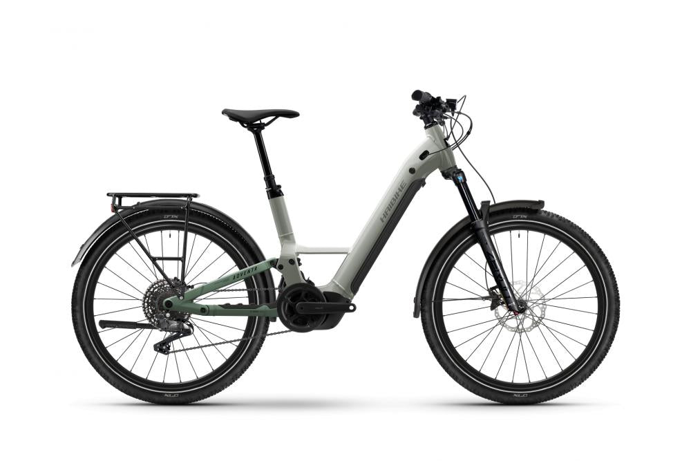 Haibike Adventr 4 Low SUV E-Bike Fully 27 - E-Mountain Bike - 5 Zoll 600 Wattstunden Bosch Performance Line PX Shimano Cues 11-Gang grey-bamboo - E-Cross Bike