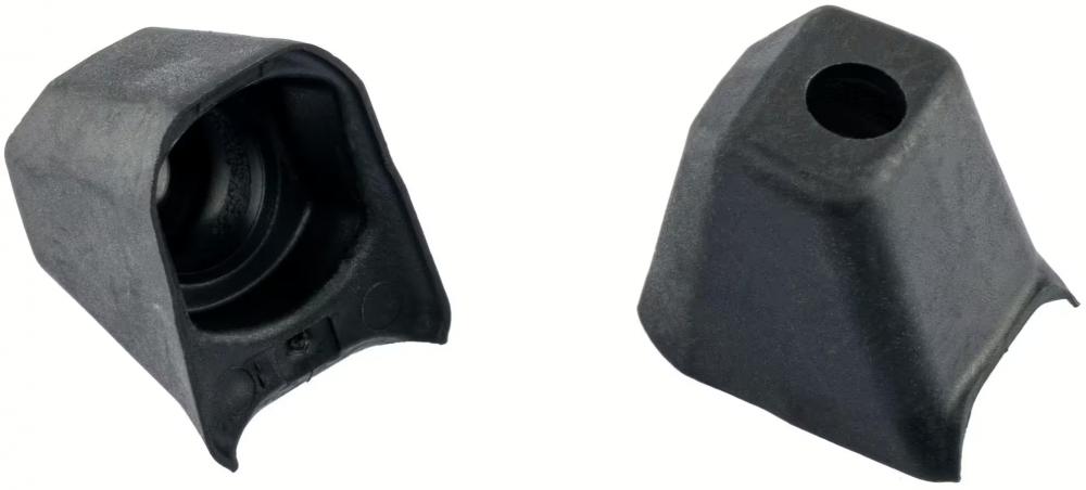 Zwei schwarze SRAM Code Stealth Bremshebel-Abdeckungen für präzise Bremskontrolle und High-Performance-Bremsen.