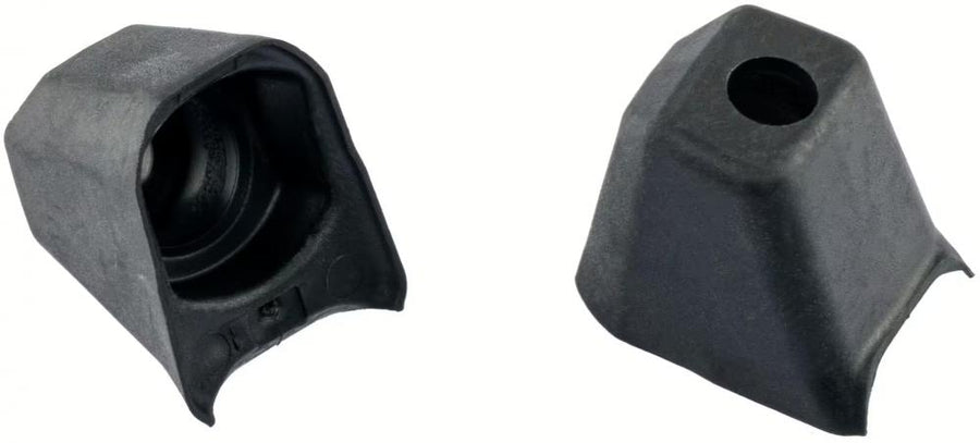 Zwei schwarze SRAM Code Stealth Bremshebel-Abdeckungen für präzise Bremskontrolle und High-Performance-Bremsen.