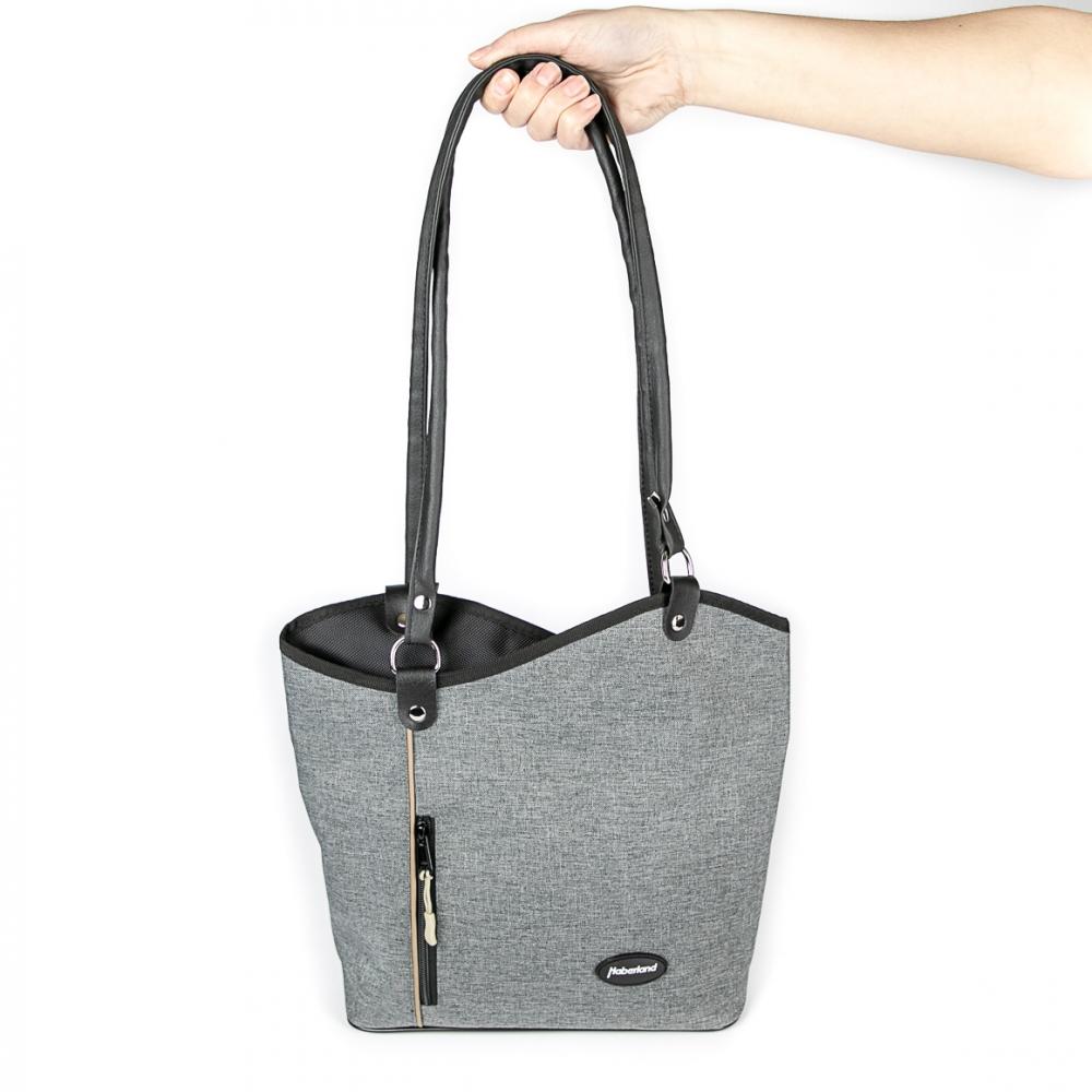 Haberland Lenkertasche Melanie grau - flexible Rucksack-Lenkertasche mit KLICKfix