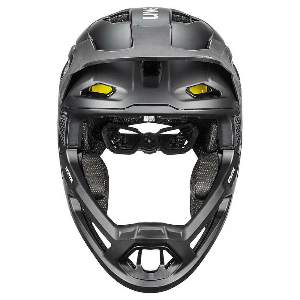 Uvex Revolt MIPS MTB-Helm all black matt 52-57cm - MIPS, abnehmbarer Kinnbügel, 16 Belüftungen, IAS-System