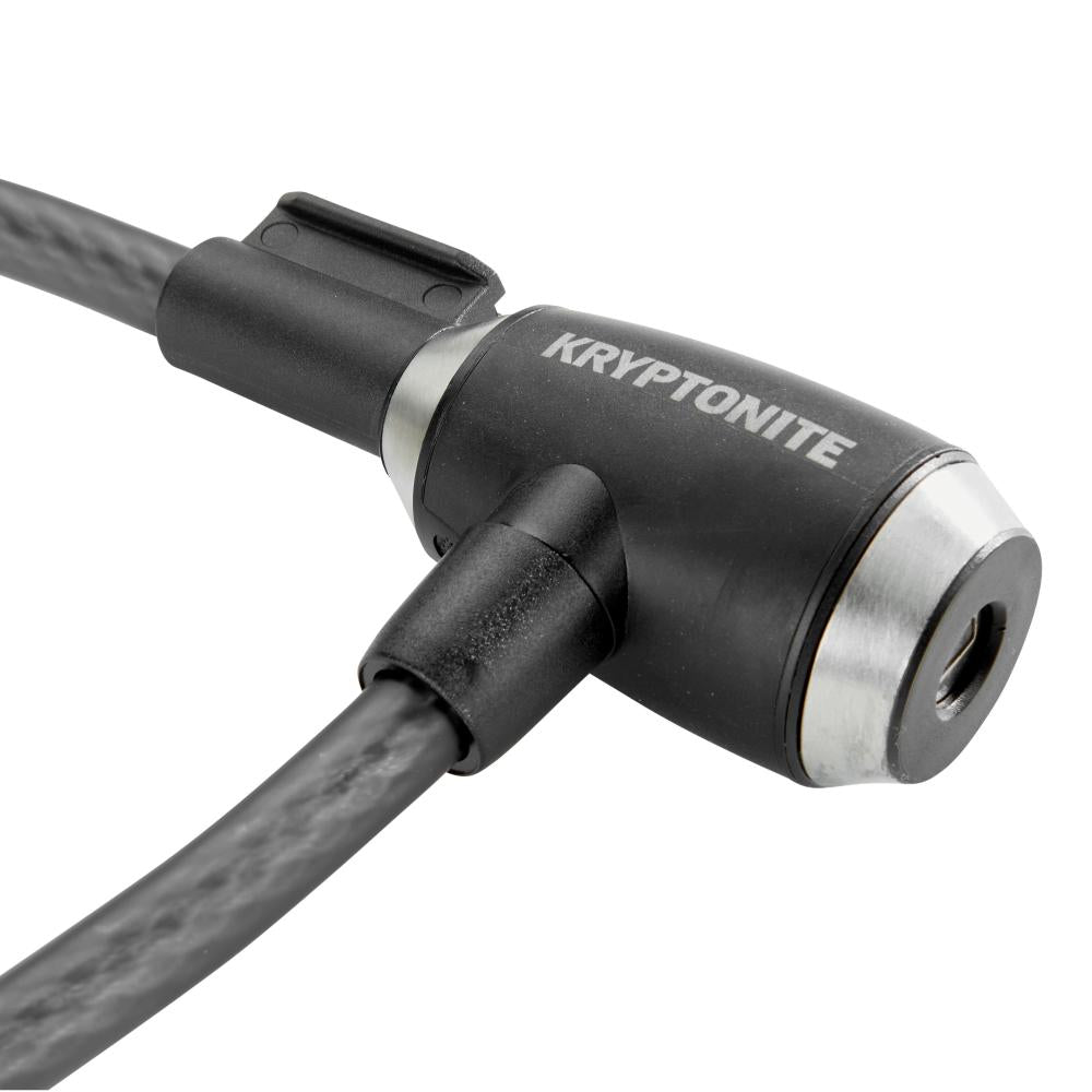 Kryptonite KryptoFlex 1230 Kabelschloss schwarz-grau mit geflochtenem Stahlkabel, Easy-Click und Schlüssel.