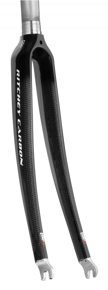 Ritchey Comp Road Carbon Gabel 700C Felgenbremse matt carbon, schwarze Fahrradgabel mit silbernen Ausfallenden.