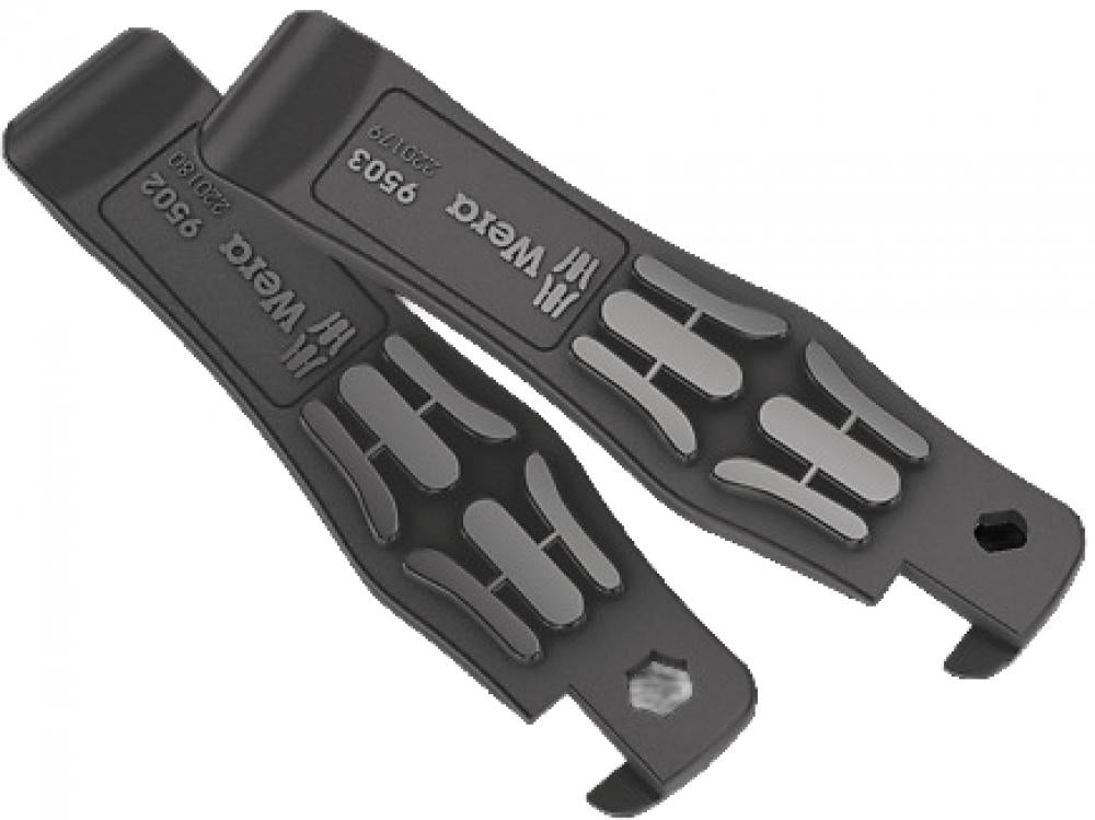 Wera Bicycle Set 13, Reifenheber-Set 2-tlg, mit Bitaufnahme, Ventilausdreher, glasfaserverstärkt, ideal für Fahrradreifen, Felgenschonend, robust