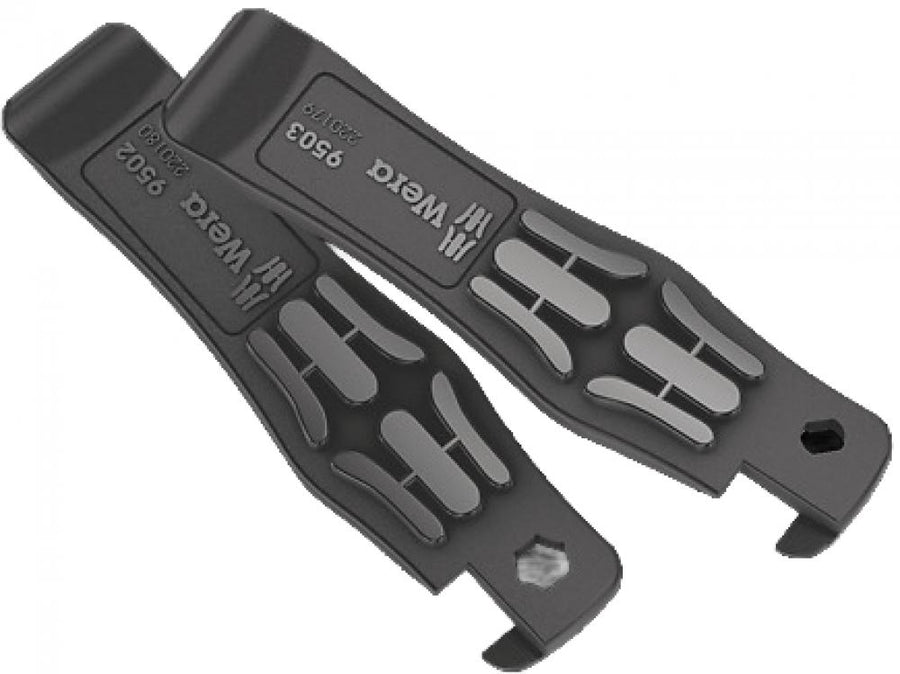 Wera Bicycle Set 13, Reifenheber-Set 2-tlg, mit Bitaufnahme, Ventilausdreher, glasfaserverstärkt, ideal für Fahrradreifen, Felgenschonend, robust