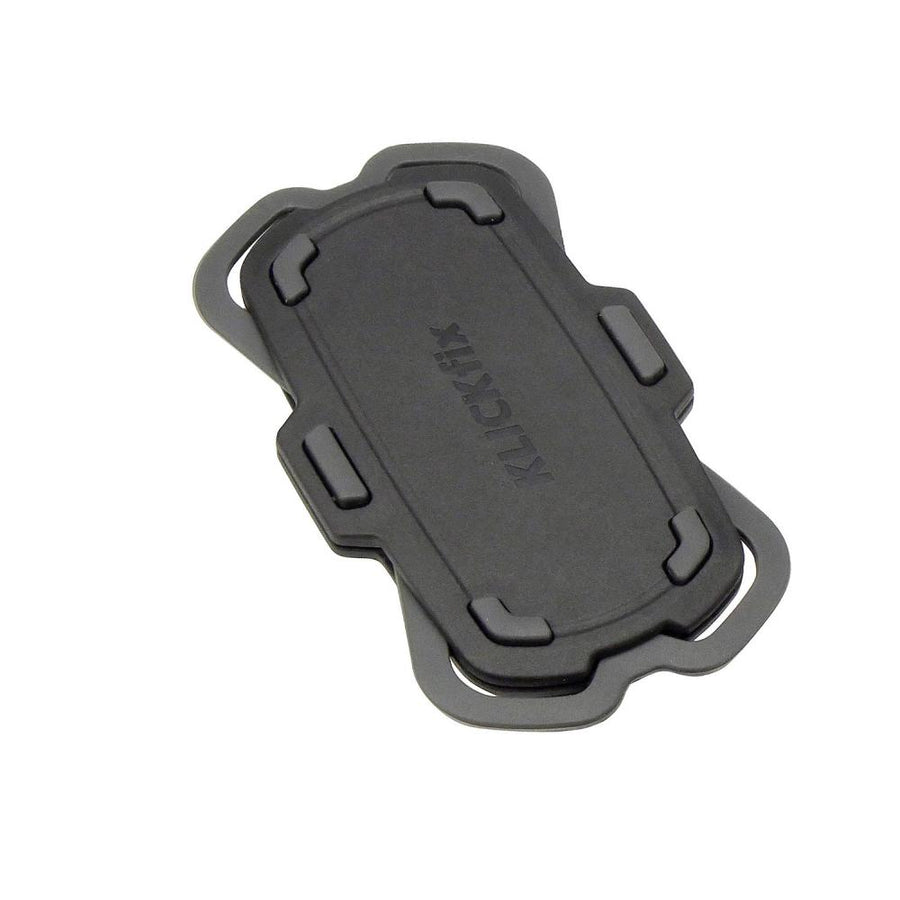 KlickFix PhonePad Quad Mini Smartphonehalterung, schwarz, mit Klickfix-Logo auf der Oberseite.